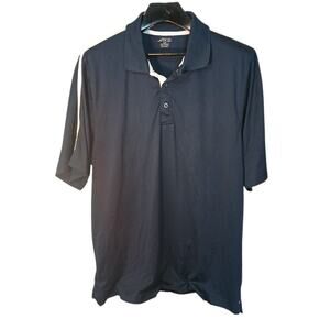 BCG Men's Polo‎ Golf Shirt Size 2XL Blue White Accent Stripe Knit EUC